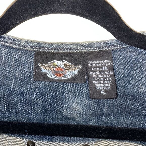 Harley Davidson Jean Vest Biker Patches Trucker - Picture 4 of 9